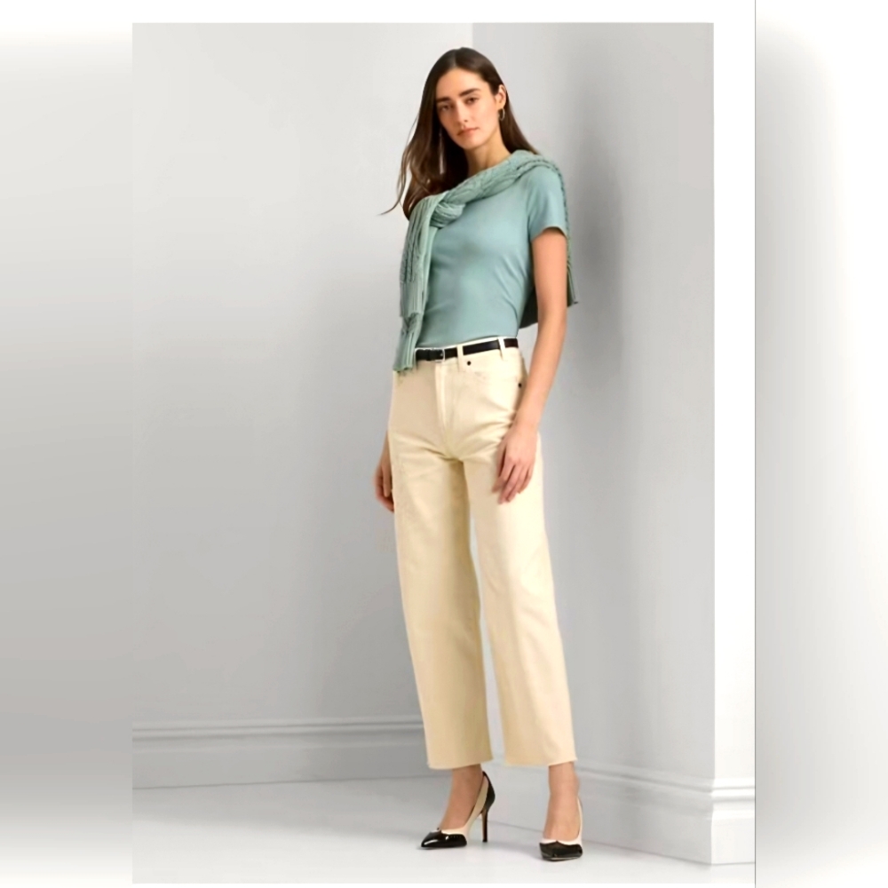 RALPH LAUREN High-Rise Relaxed Embroidered and Embellished Jeans Size 12 NWT